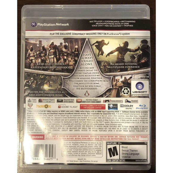 Assassin's Creed Brotherhood PS3 Ubisoft Ezio Auditore Action Adventure Game M - Picture 2 of 5